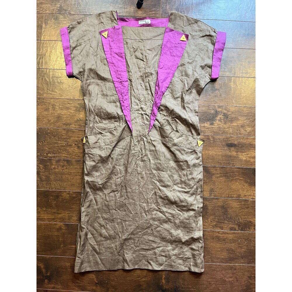Annalisa Ferro Made In Italy Artist Linen Blend Boho Funky Dress READ BELOW